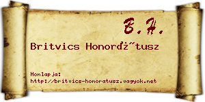Britvics Honorátusz névjegykártya